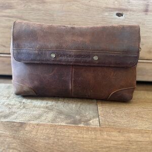 Brown Leather Messenger Bag with Vintage Look